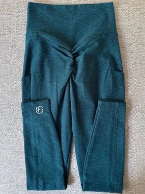 Bombshell Sportswear Teal Marl V wrap waist scrunch Leggings with Side Pockets